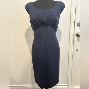 Kay Unger Elegant Navy Blue Sheath Cap Sleeves‎ Dress Sz 10 EUC